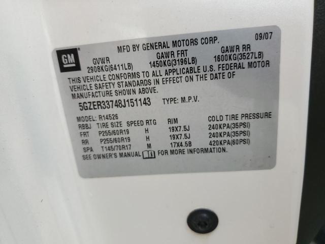 5GZER33748J151143 - 2008 SATURN OUTLOOK XR WHITE photo 12