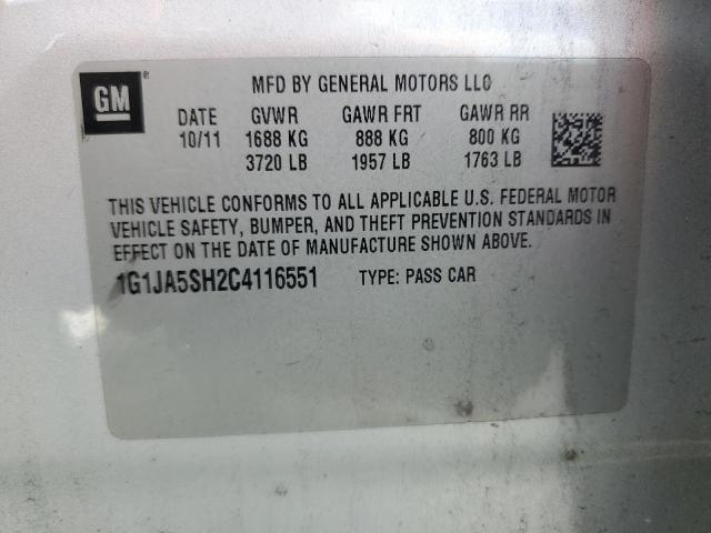 1G1JA5SH2C4116551 - 2012 CHEVROLET SONIC LS 银色 照片 12