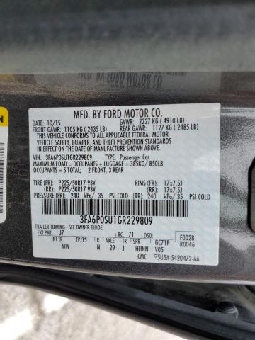 3FA6P0SU1GR229809 - 2016 FORD FUSION TITANIUM PHEV GRAY photo 12