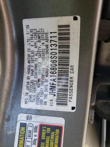 JHMFA16806S013711 - 2006 HONDA CIVIC EX GRAY photo 12