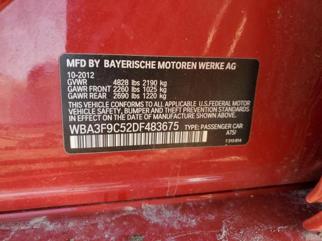 WBA3F9C52DF483675 - 2013 BMW ACTIVEHYBR RED photo 12