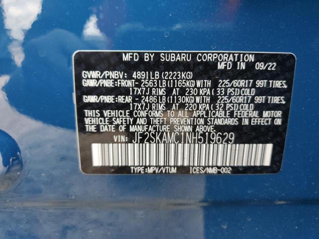 JF2SKAMC1NH519629 - 2022 SUBARU FORESTER WILDERNESS BLUE photo 14