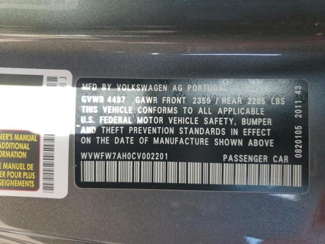 WVWFW7AH0CV002201 - 2012 VOLKSWAGEN EOS LUX GRAY photo 13