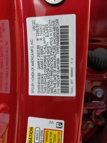 1HGCV3F12LA013526 - 2020 HONDA ACCORD HYBRID RED photo 13