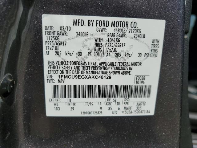 1FMCU9EGXAKC46129 - 2010 FORD ESCAPE LIMITED GRAY photo 13