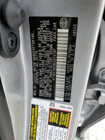 4T1B21HK9KU013187 - 2019 TOYOTA CAMRY HYBRID SILVER photo 13