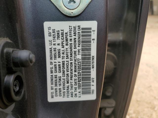 19XFB2E52FE052377 - 2015 HONDA CIVIC LX GRAY photo 13