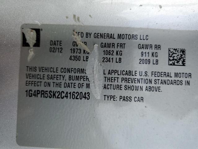 1G4PR5SK2C4162043 - 2012 BUICK VERANO CONVENIENCE SILVER photo 12