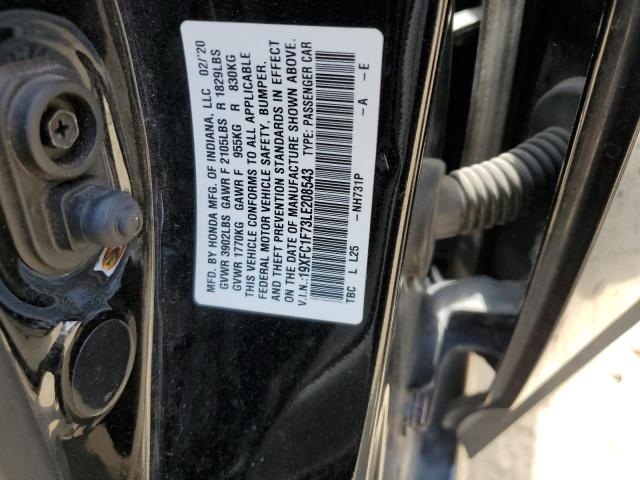 19XFC1F73LE208543 - 2020 HONDA CIVIC EXL BLACK photo 12