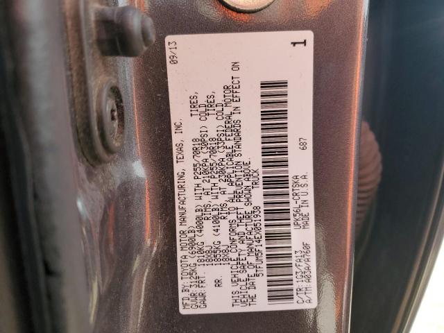 5TFUM5F14EX051938 - 2014 TOYOTA TUNDRA DOUBLE CAB SR/SR5 GRAY photo 12