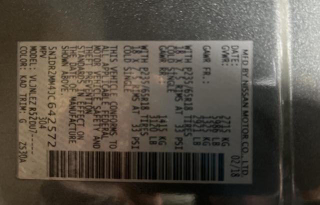 5N1DR2MM4JC642572 - 2018 NISSAN PATHFINDER S GRAY photo 10