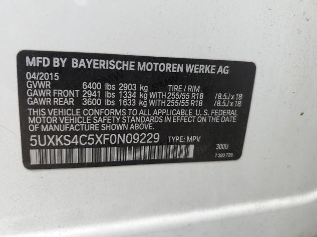5UXKS4C5XF0N09229 - 2015 BMW X5 XDRIVE35D WHITE photo 14