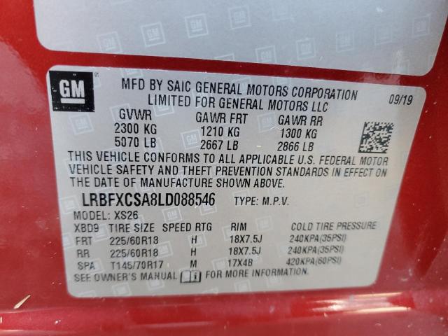 LRBFXCSA8LD088546 - 2020 BUICK ENVISION ESSENCE Շագանակագույն լուսանկար 13