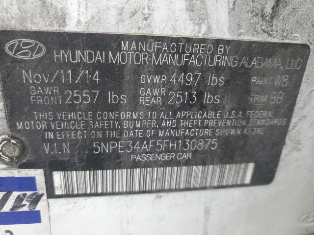 5NPE34AF5FH130875 - 2015 HYUNDAI SONATA SPORT WHITE photo 12