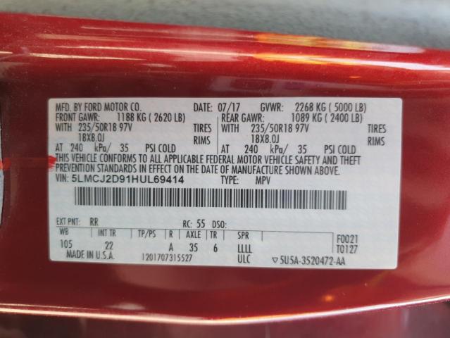 5LMCJ2D91HUL69414 - 2017 LINCOLN MKC SELECT Czerwony zdjęcie 13