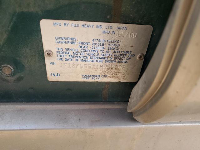 JF1SF655X1H756202 - 2001 SUBARU FORESTER S GREEN photo 13