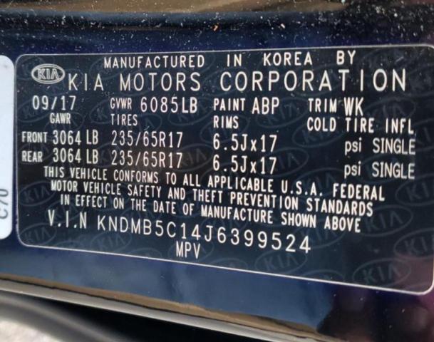 KNDMB5C14J6399524 - 2018 KIA SEDONA LX BLACK photo 13