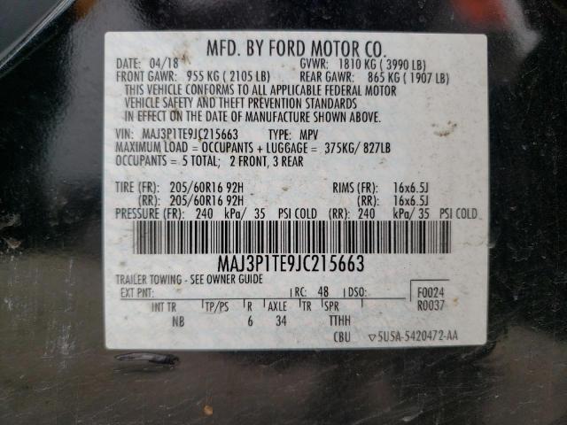 MAJ3P1TE9JC215663 - 2018 FORD ECOSPORT SE 黑色 照片 13