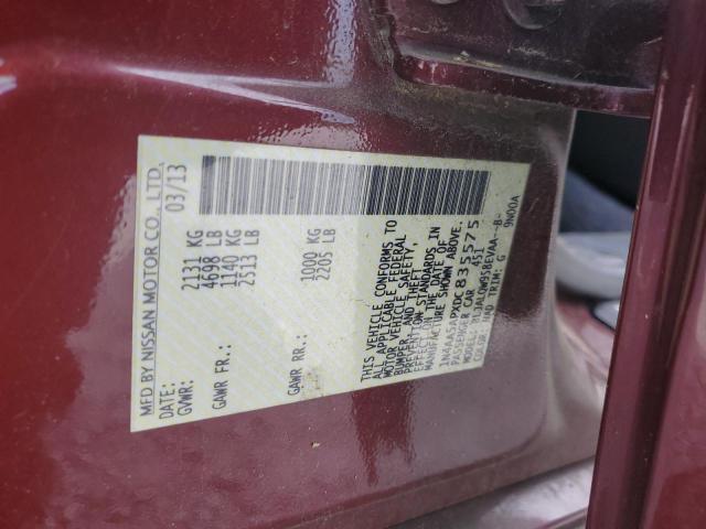 1N4AA5APXDC835575 - 2013 NISSAN MAXIMA S MAROON photo 12