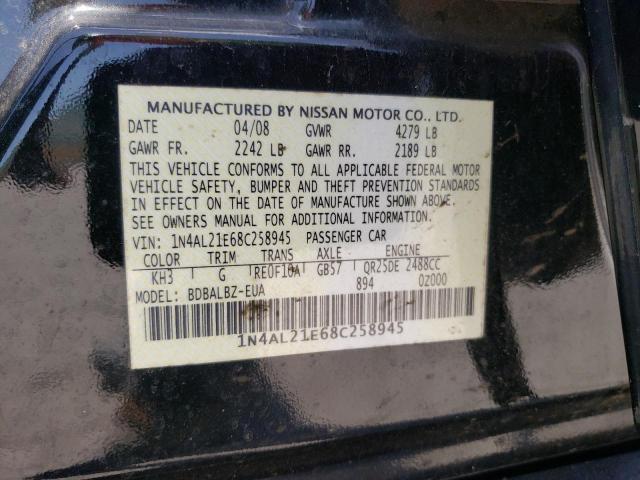 1N4AL21E68C258945 - 2008 NISSAN ALTIMA 2.5 BLACK photo 12