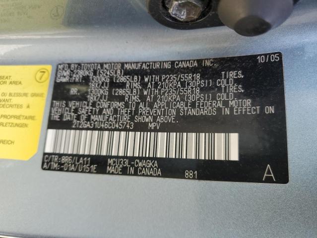 2T2GA31U46C045743 - 2006 LEXUS RX 330 BLUE photo 13