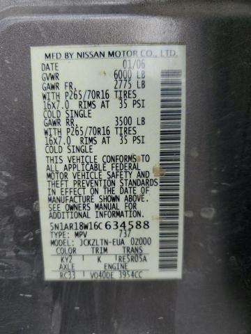 5N1AR18W16C634588 - 2006 NISSAN PATHFINDER LE TAN photo 13