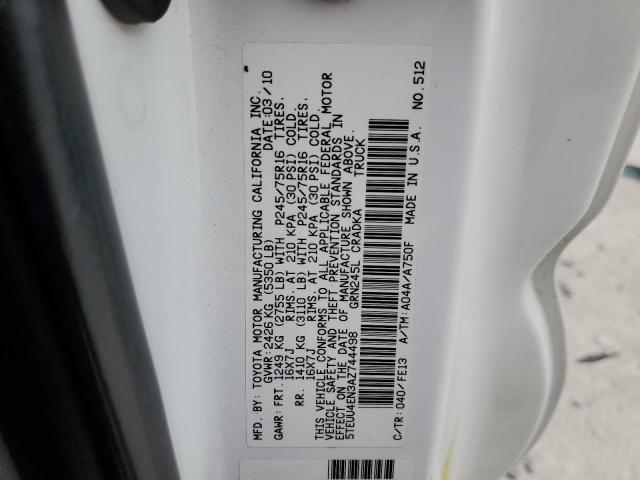 5TEUU4EN3AZ744498 - 2010 TOYOTA TACOMA ACCESS CAB Ağ foto 12