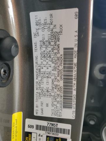 5TFJU4GN3CX012995 - 2012 TOYOTA TACOMA DOUBLE CAB PRERUNNER TAN photo 12