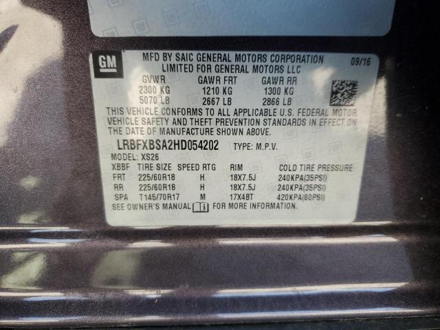 LRBFXBSA2HD054202 - 2017 BUICK ENVISION ESSENCE Մանուշակագույն լուսանկար 13