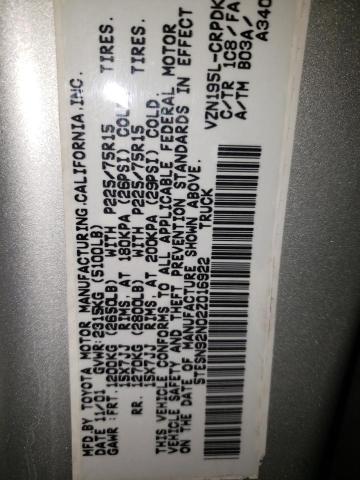 5TESN92N02Z016922 - 2002 TOYOTA TACOMA XTRACAB PRERUNNER ვერცხლისფერი ფოტო 12