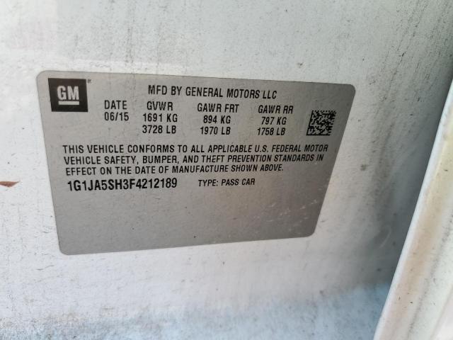 1G1JA5SH3F4212189 - 2015 CHEVROLET SONIC LS WHITE photo 12