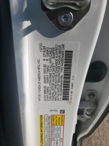19UUB5F45MA001956 - 2021 ACURA TLX TECHNOLOGY WHITE photo 12