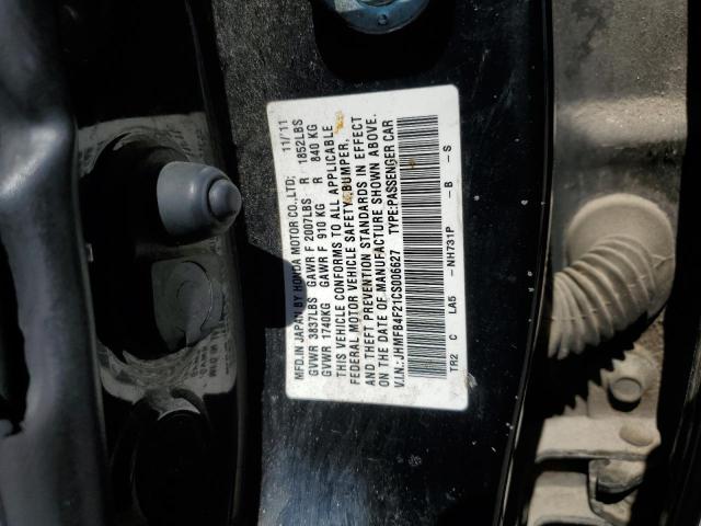 JHMFB4F21CS006627 - 2012 HONDA CIVIC HYBRID BLACK photo 12