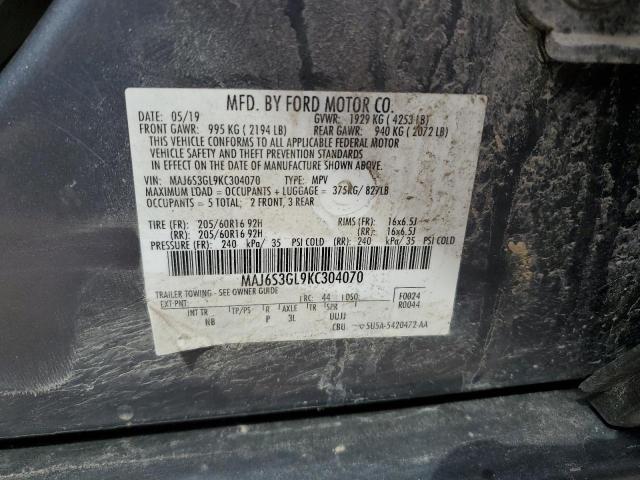 MAJ6S3GL9KC304070 - 2019 FORD ECOSPORT SE ნაცრისფერი ფოტო 13