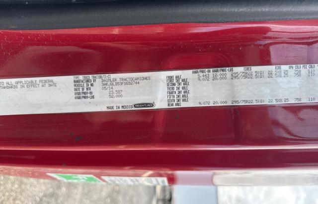 3AKJGLD53FSGD2744 - 2015 FREIGHTLINER CASCADIA 1 红色 照片 10