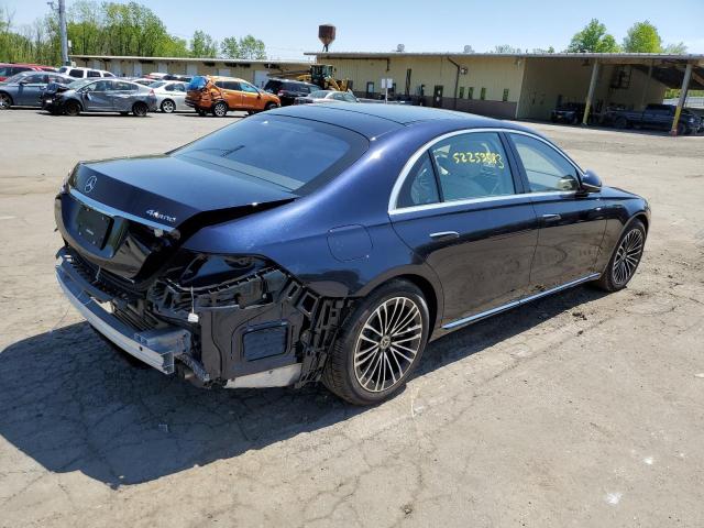 W1K6G7GB0NA100449 - 2022 MERCEDES-BENZ S 580 4MATIC BLUE photo 3