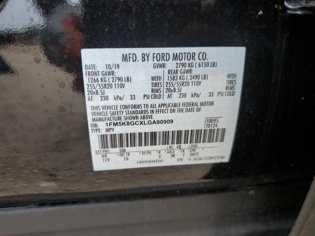 1FM5K8GCXLGA90909 - 2020 FORD EXPLORER ST BLACK photo 13