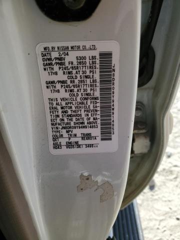 JN8DR09Y94W914853 - 2004 NISSAN PATHFINDER LE 白色 照片 12