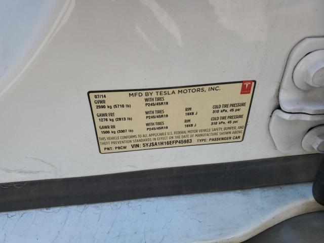 5YJSA1H16EFP45983 - 2014 TESLA MODEL S Սպիտակ լուսանկար 12
