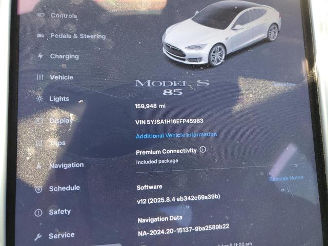 5YJSA1H16EFP45983 - 2014 TESLA MODEL S Սպիտակ լուսանկար 9