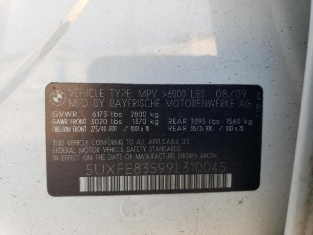 5UXFE83599L310045 - 2009 BMW X5 XDRIVE48I Beyaz fotoğraf 14