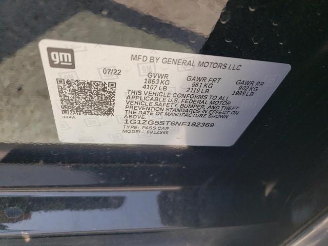 1G1ZG5ST6NF182369 - 2022 CHEVROLET MALIBU RS Қара фото 13