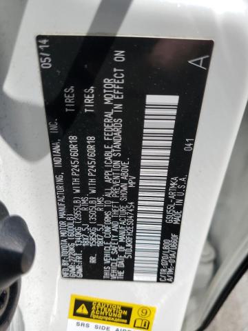 5TDJKRFH2ES047454 - 2014 TOYOTA HIGHLANDER XLE Ağ foto 14