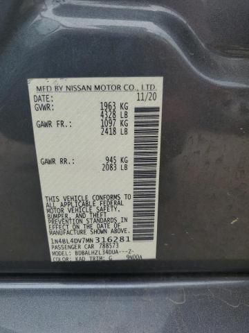 1N4BL4DV7MN316281 - 2021 NISSAN ALTIMA SV GRAY photo 13