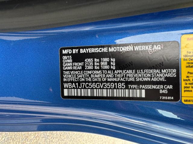 WBA1J7C56GV359185 - 2016 BMW M235I BLUE photo 11