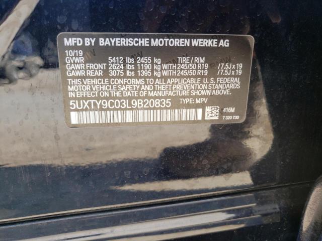 5UXTY9C03L9B20835 - 2020 BMW X3 XDRIVEM40I BLACK photo 12