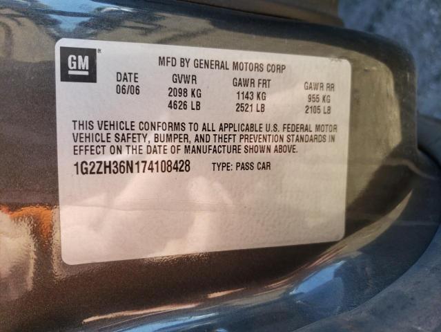 1G2ZH36N174108428 - 2007 PONTIAC G6 GT GRAY photo 12