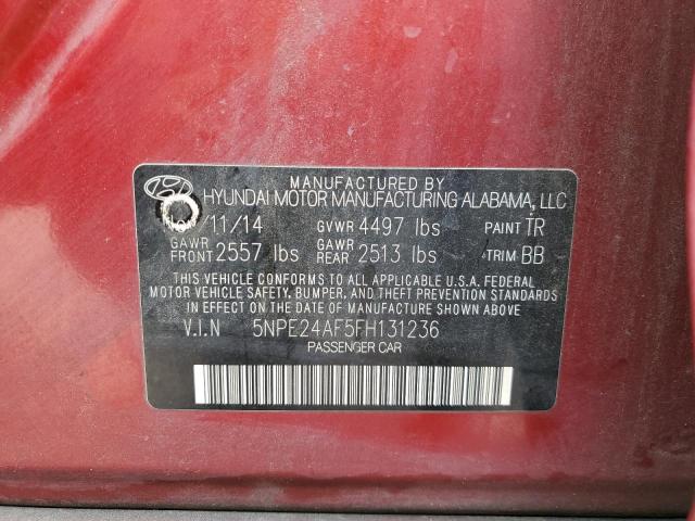 5NPE24AF5FH131236 - 2015 HYUNDAI SONATA SE RED photo 12