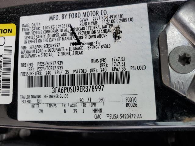 3FA6P0SU9ER378997 - 2014 FORD FUSION TITANIUM PHEV BLACK photo 12