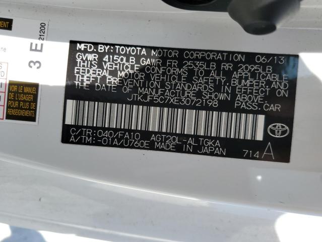 JTKJF5C7XE3072198 - 2014 TOYOTA SCION TC 白色 照片 13